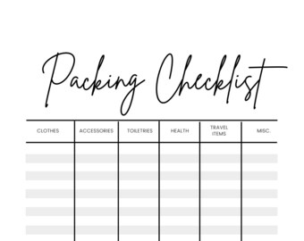 Packing Checklist | Vacation Planning (Instant Download)