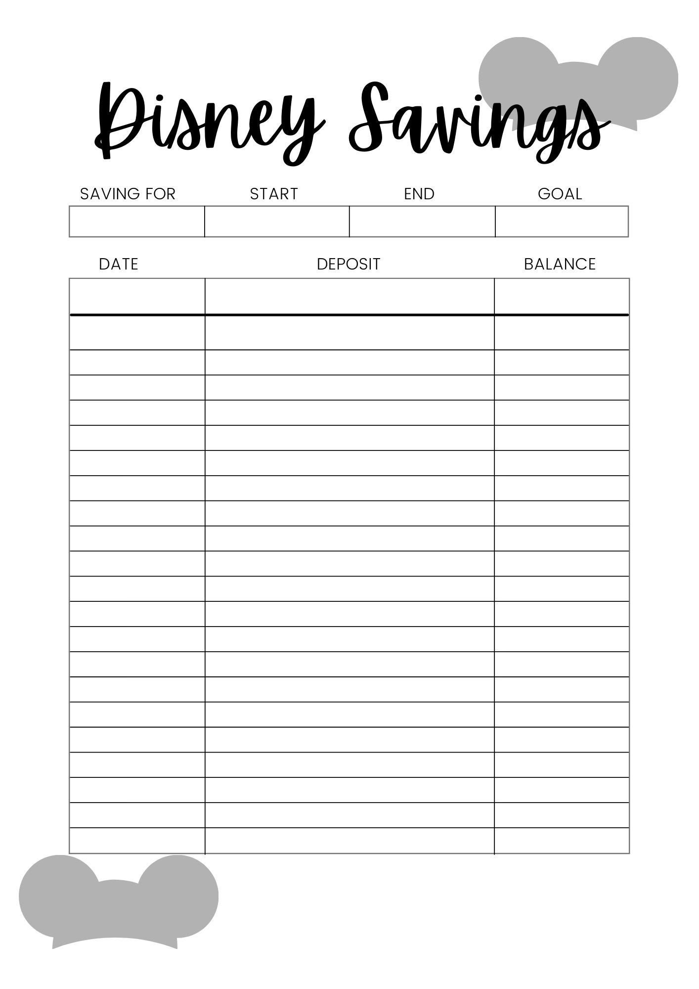 Disney Vacation Savings Tracker Instant Download | Etsy
