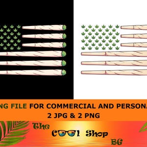 Op de afbeelding: Een illustratie van de Amerikaanse vlag, met cannabisbladeren in plaats van de sterren en gerolde joints in plaats van de strepen. Beschikbaar als snijbestand voor commercieel en persoonlijk gebruik.