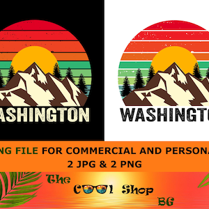 Retro Washington Vintage Sublimation Png, Washington Sunset Png Design,Mountains Trees Retro Sunset Png, Washington Png,Washington State Png