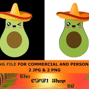Avocado Png, Fiesta Cinco de Mayo Cut Files, Mexican Food Png, Avocado With Sombrero Png Clipart, Shirt Vector Files For Cutting Machine