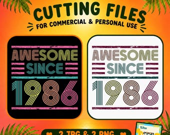 Impresionante desde 1986 Cumpleaños PNG, Cumpleaños número 40 PNG, 40 años PNG, Retro Vintage 1986 PNG, Archivo PNG para cortar camiseta de cumpleaños número 40