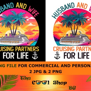 Husband & Wife Cruise Partners PNG: Matching Couple Shirts (Digital Download)