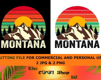 Retro Montana Sunset PNG: Vintage Sublimationsdesign (Digitaler Download)