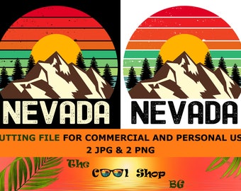 Retro Nevada Vintage Sublimation Png, Nevada Sunset Png Design, Mountains Trees Retro Sunset Png, Nevada Png, Nevada State