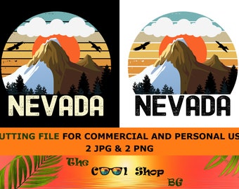 Retro Nevada Vintage Sublimation Png, Nevada Sunset Png Design, Mountains Trees Retro Sunset Png, Nevada Png, Nevada State