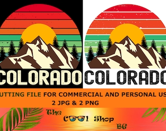Retro Colorado Vintage Sublimation Png, Colorado Sunset Png Design, Mountains Trees Retro Sunset Png, Colorado Png, Colorado State Png
