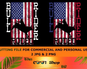 US Rodeo Png, American Bull Rider Png, USA Flag Cowboy T-Shirt Decal Vinyl Sticker, Bull Riding Png, American Flag Png, Cut Files For Cricut