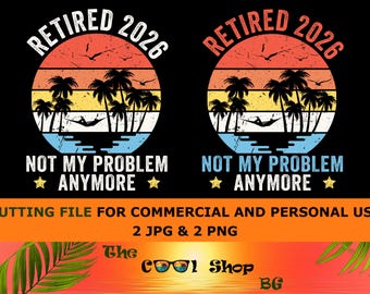 Ruhestand 2026 PNG: Tropischer Strand Ruhestand Clipart (Digitaler Download)