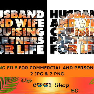 Husband & Wife Cruising Partners PNG: Matching Couple Shirts (Digital Download)