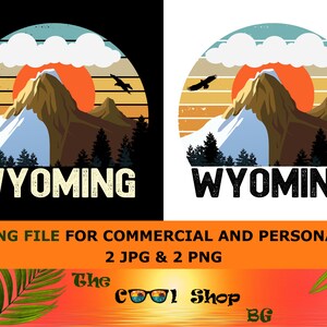 Retro Wyoming Vintage Sublimation Png, Wyoming Sonnenuntergang Png Design, Berge Bäume Retro Sonnenuntergang Png, Wyoming Png, Wyoming Zustand Png