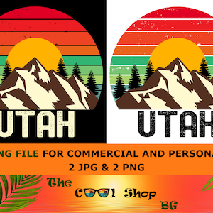 Retro Utah Vintage Sublimation Png, Utah Sunset Png Design, Mountains Trees Retro Sunset Png, Utah Png, Utah State Png