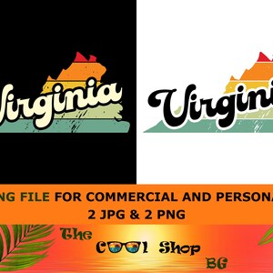 Retro Virginia Vintage Sublimation Png, Virginia Sunset Png Design, Mountains Trees Retro Sunset Png, Virginia Png, Virginia State Png