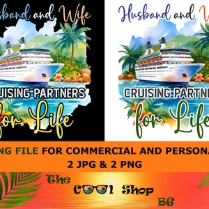 Husband and Wife Cruising Partners PNG: Couple Cruise Trip (Digital Download)