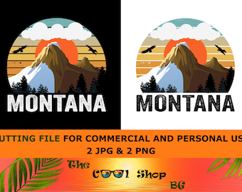 Retro Montana Vintage Sublimation Png, Montana Sonnenuntergang Png Design, Berge Bäume Retro Sonnenuntergang Png, Montana Png, Montana State Png
