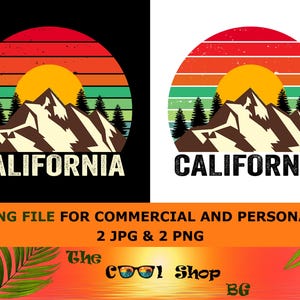 Retro California Vintage Sublimation Png, California Sunset Png Design, Mountains Trees Retro Sunset Png California Png,California State Png