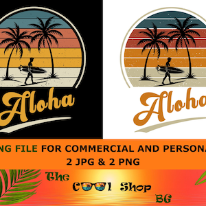 Aloha Retro Sunset PNG: Palm Tree Design (Digital Download)