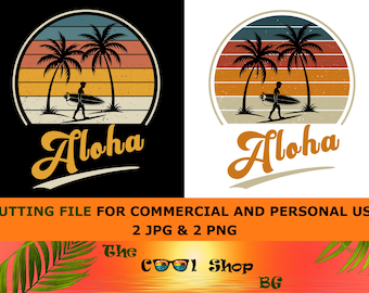 Aloha Png Cut File, Aloha Png, Hawaii Png, Aloha - Instant Download, Digital Download, Aloha Retro Vintage Sunset Design, Vacation Png