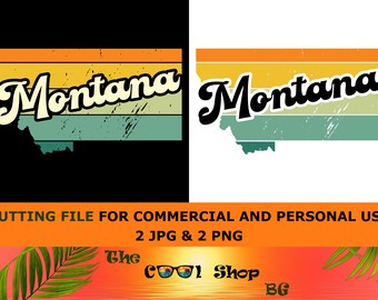 Retro Montana Vintage Sublimation Png, Montana Sonnenuntergang Png Design, Berge Bäume Retro Sonnenuntergang Png, Montana Png, Montana State Png