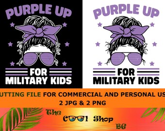 Purple Up For Military Kids Png, Military Child Png, Purple Up Png, Military Kids Png, Purple Up Military Child Png,Family Png,Messy Bun Png