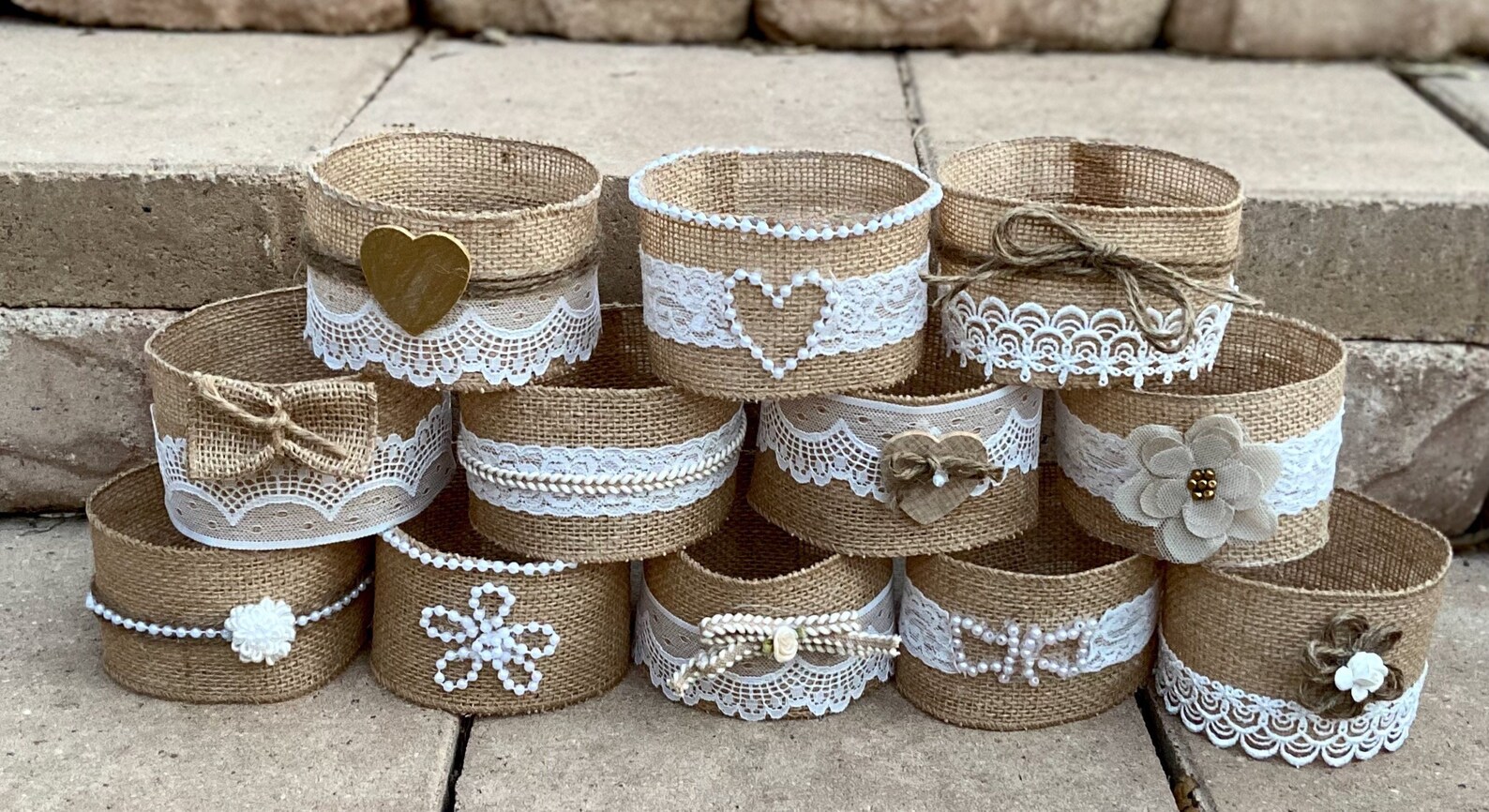 Burlap &amp; Lace Mason Jar Sleeves (jars Not Included)/fits Quart Size ...