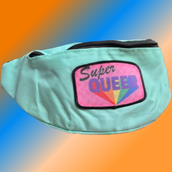 Fanny Pack with Cool Retro Patch - 90s Fanny Pack - 80s Fanny Pack - Retro - Iron on Patches - Super Queer - LGBTQ