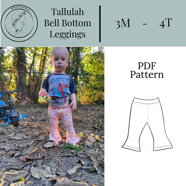 Tallulah bell bottom leggings pdf pattern toddler bell bottom leggings pattern baby bell bottom leggings pattern