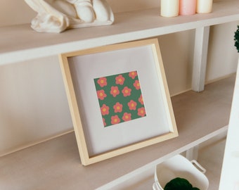 Retro Flowers Wall Print | Cute Printable Flower Wall Art | Girls Apartment Decor | Girls Dorm Decor