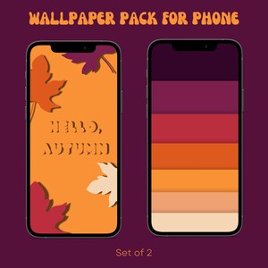 Autumn Shades & Leaves Wallpaper Pack | Set of 2 Digital Wallpapers | Autumn Aesthetic