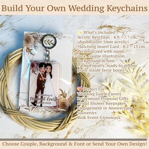Conjunto de 50 chaveiros de casamento personalizados – lembrancinhas de acrílico personalizadas, lembranças para convidados, presentes para chá de panela, lembranças em massa com cartões de inserção