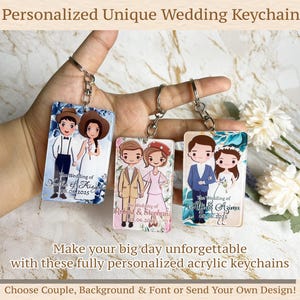 Set van 12 gepersonaliseerde bruiloftssleutelhangers – aangepaste acrylgunsten, gastgeschenken, vrijgezellenfeestsouvenirs, bulkbestelling beschikbaar