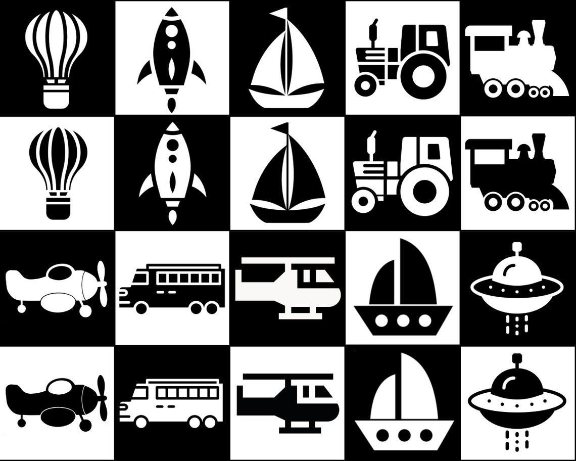 40 PRINTABLE High Contrast Black and White Baby Sensory Etsy