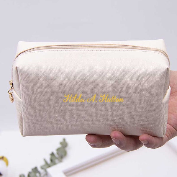 Personalized Name Women Lady Travel Makeup Bag Cosmetic Pouch Clutch Handbag Casual Purse Portable Wash Storage Bag Bridesmaid wedding gifts