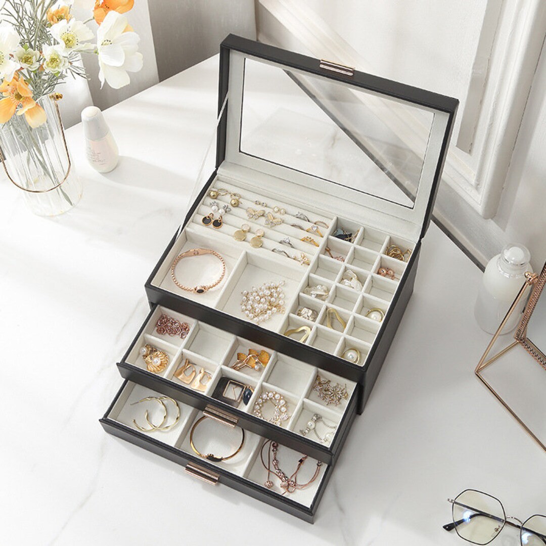 3layer Large Jewelry Box Custom Name Jewelry Box With Etsy