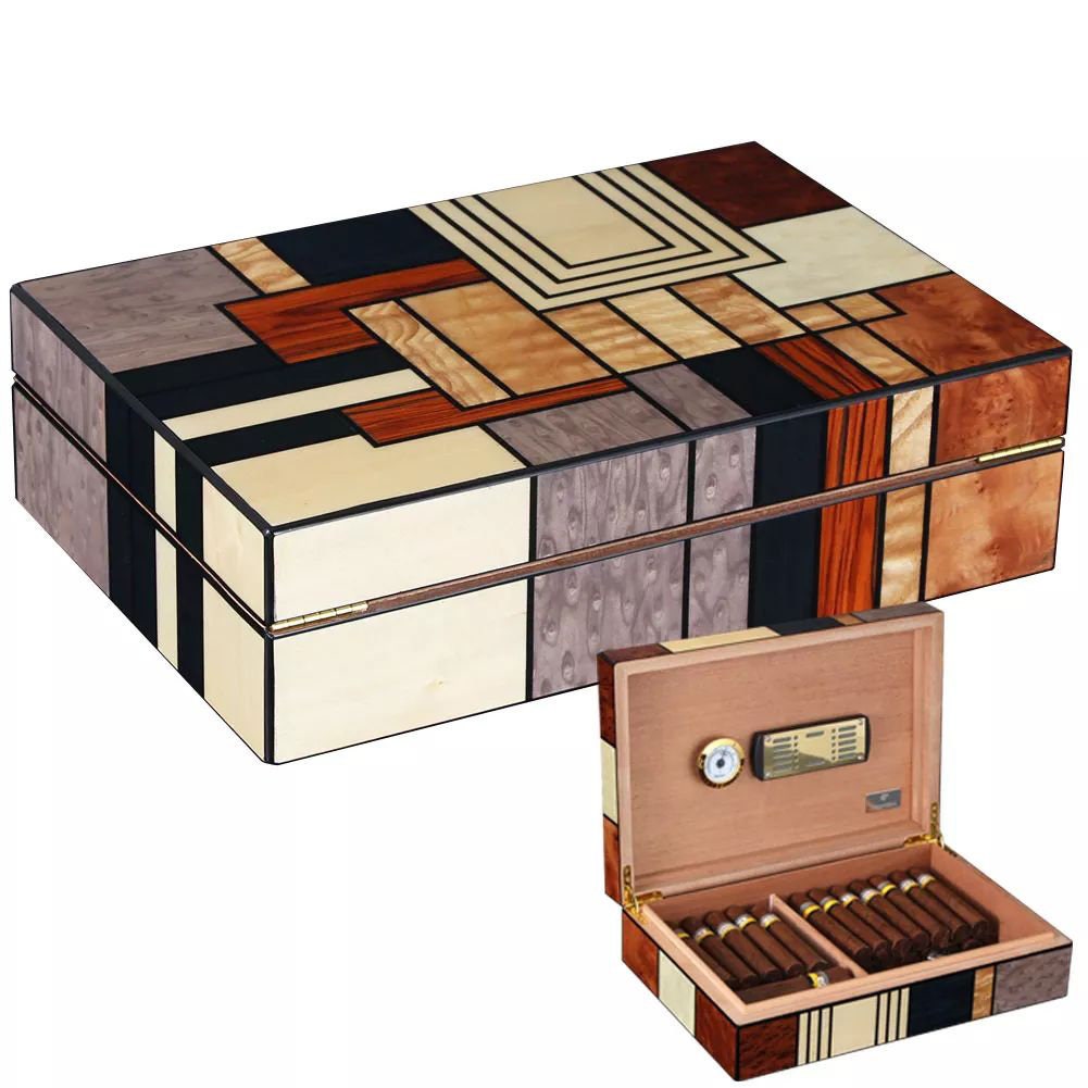 Caja de humidor de puros, caja de almacenamiento de humidor de cigarros de  cedro español con capacidad para 50-60 humidores de puros, mantiene entre