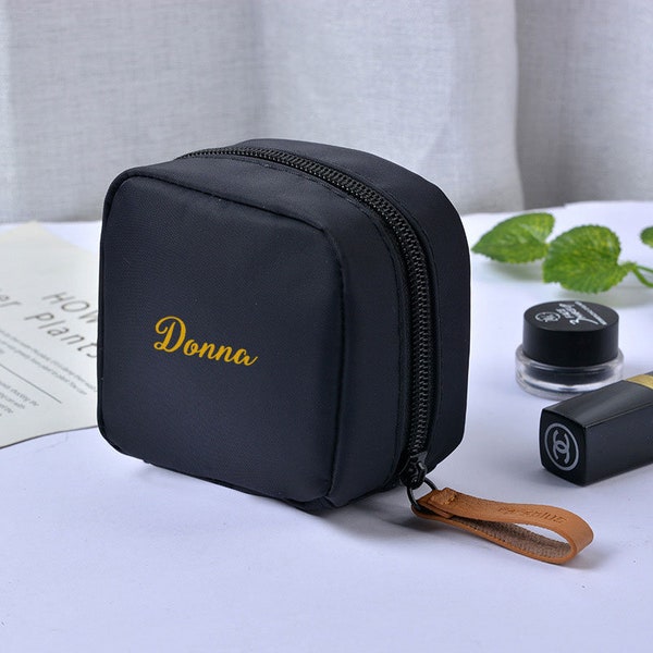 Personalized Name Women Cosmetic Bag Solid Color Korean Style Makeup Bag Pouch Toiletry Bag Makeup Organizer Case Christmas gift for mom