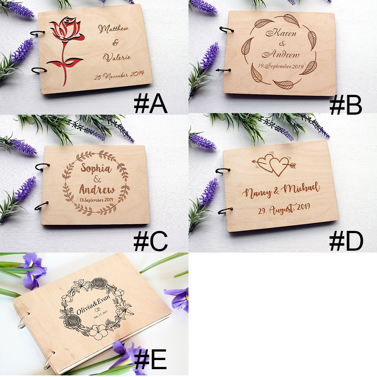 Personalized Wood Wedding Guestbook Customized Wedding Guest Etsy