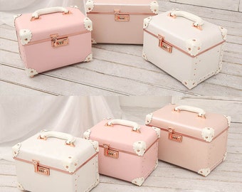 Personalized Name Women's Makeup Vanity Case Storage Organizer Box Password Suitcase Cosmetic Bag Wedding Bridesmaid Birthday gift for her