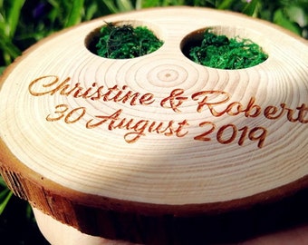 Cadeaux de mariage personnalisés Boîte de porteur de bague Personnalisé Porte-bague Nature Boîte de bague en bois pour cadeau de fiançailles pour mariage