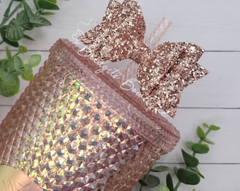 Rose Gold Glitter Straw Bow | Straw Bow | Straw Topper Bow | Bows For Straws | Glitter Bow | Straw Bow Topper | Starbucks Bow Topper