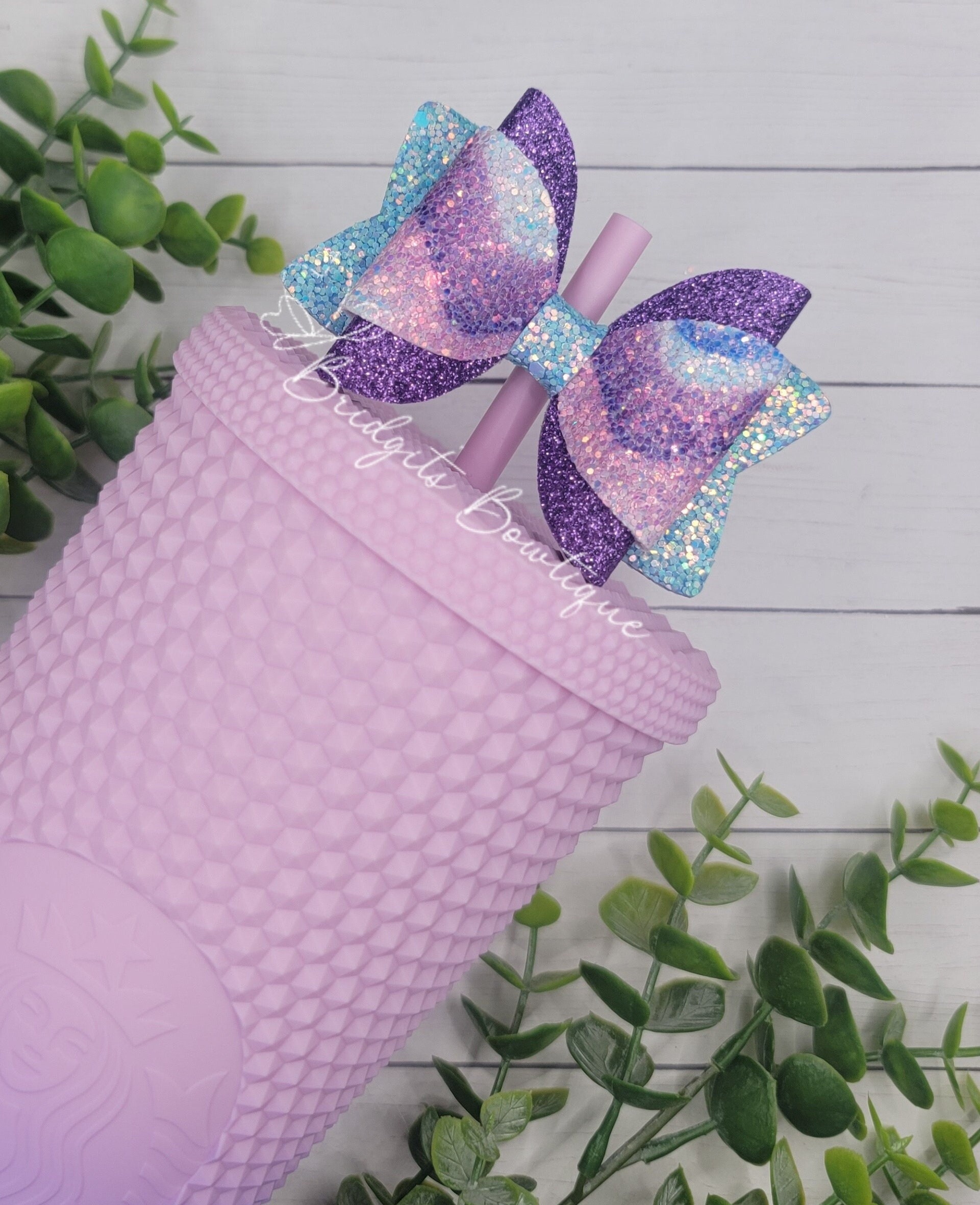 Straw Topper Mouse Light Purple Lavender Lilac White Glitter Shiny Studded  Cup Tumbler Toppers 