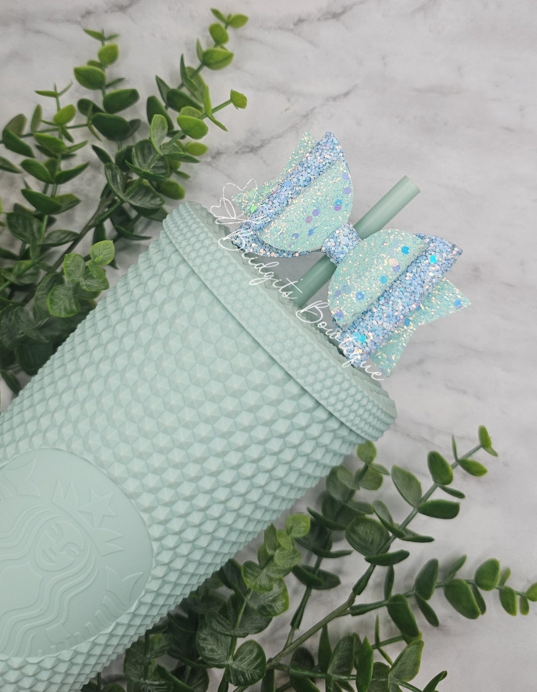 Sky Blue Bow Headpiece in Premium Straw