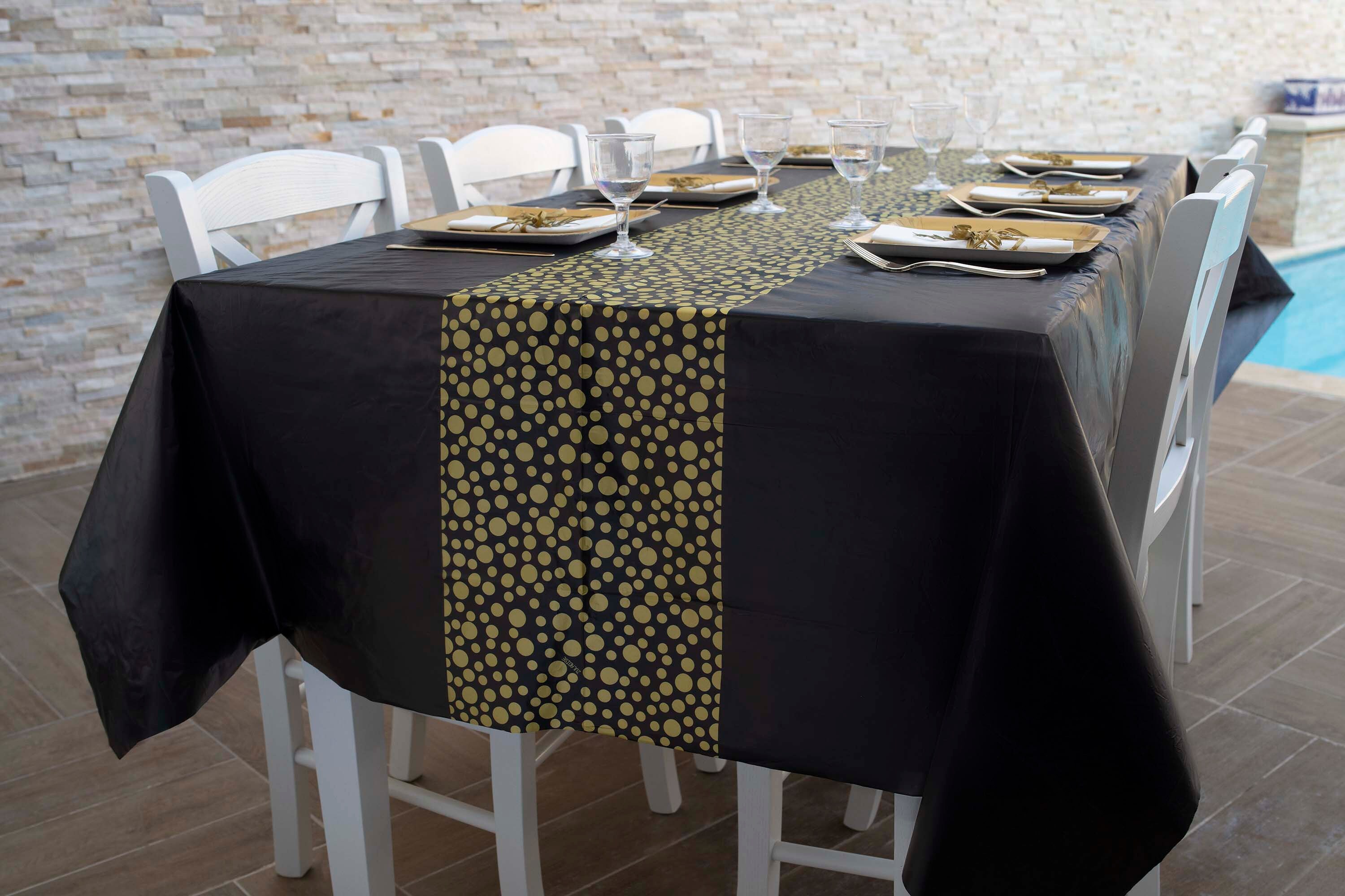 Black Plastic Tablecloth for Parties Pack of 4 Black and Gold Etsy