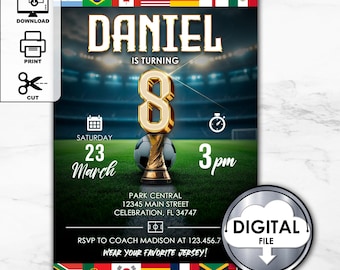 WM Fußball Futbol Geburtstag Party Einladung einladen Digital Printable