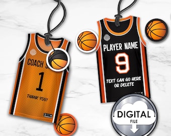 Gepersonaliseerde bedankkaartjes voor basketbaltrui, teamverjaardag (digitale download)