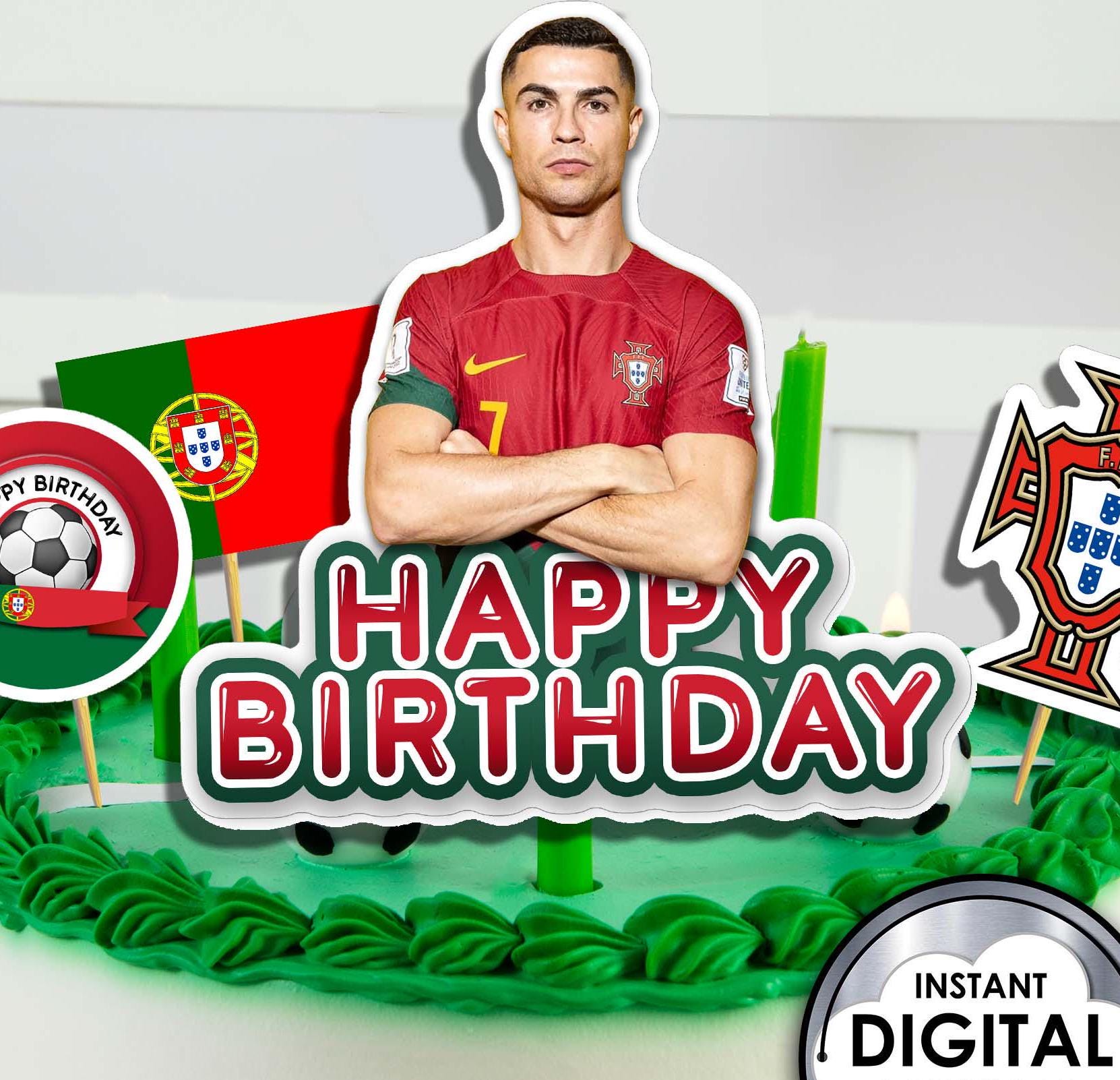 Printable cake Toppers Soccer Football Portugal Ronaldo Birthday Party Favor Tags, Futbol Soccer Team, Instant Download DIY 4WLTZ6