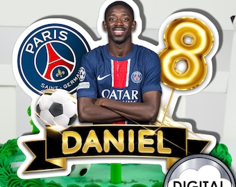 Personalized Soccer Football France Dembélé Birthday Cake Decoration Topper with name and age Digital Printable H37PM Kids Party