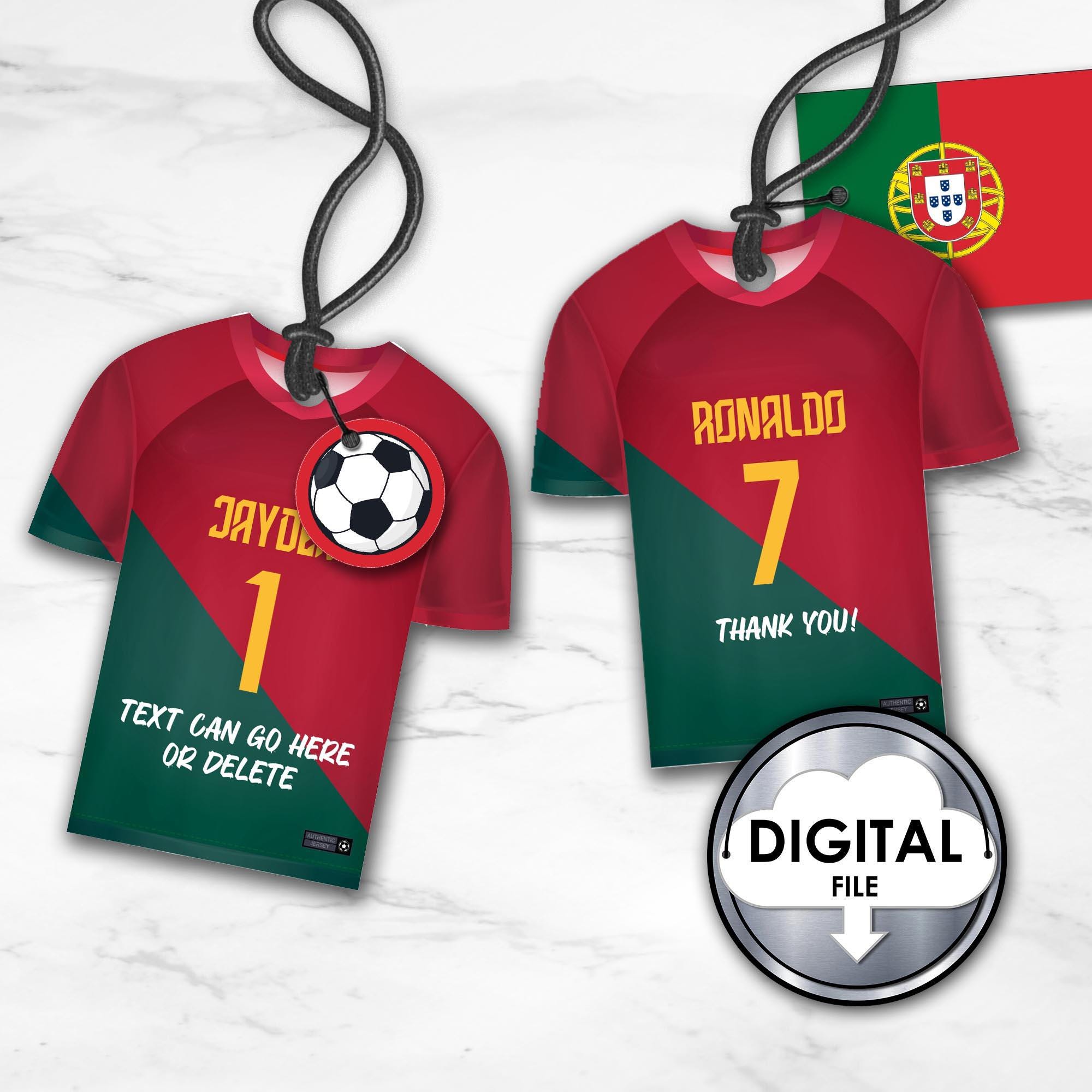 Personalized Soccer Football Portugal Cristiano Ronaldo Jersey Favor Tags Birthday Party World Cup digital printable Futbol Team 4WLTZ6