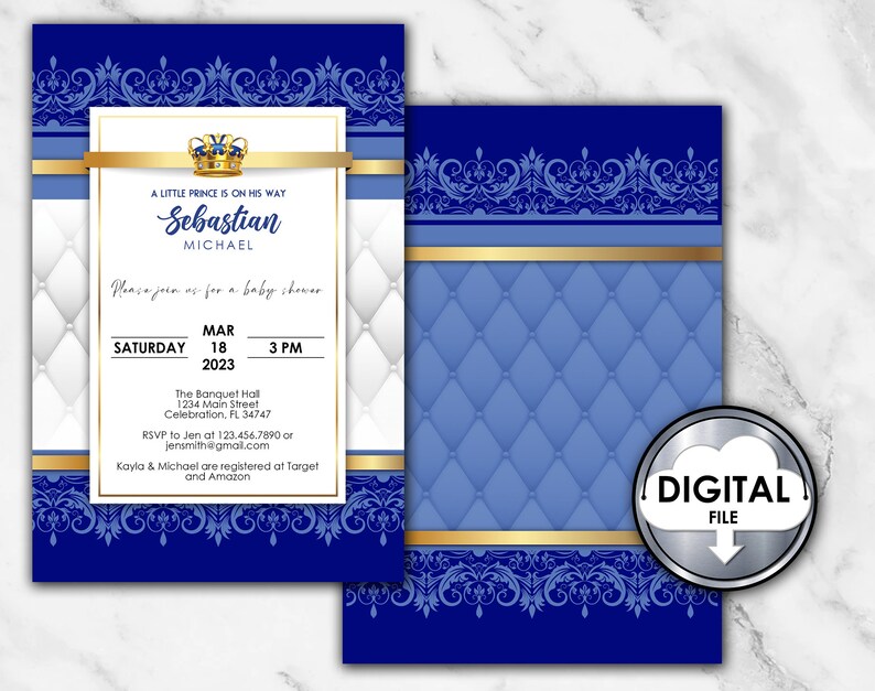 Editable A Little Prince Baby Shower Digital Invitation Royal Etsy