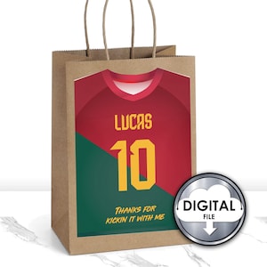 Editable Soccer Football Futbol Jersey Portugal Ronaldo Birthday Party Favor Bag, personalized, Printable, Soccer Team, Instant Download DIY